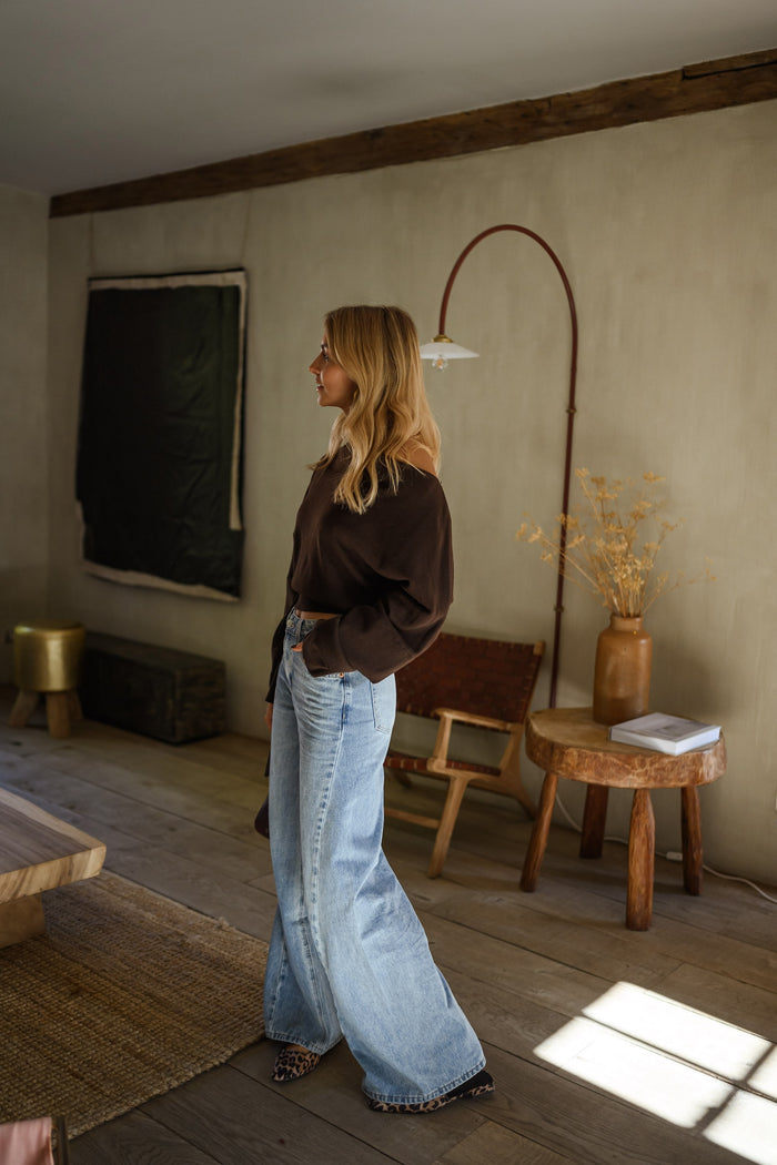 Blue Guetta wide-leg jeans full look