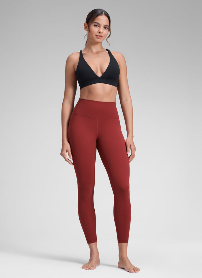 CRZ YOGA Women's Yoga Train High Rise Brushed Nakedfeel Leggings 25'' Deep Wine