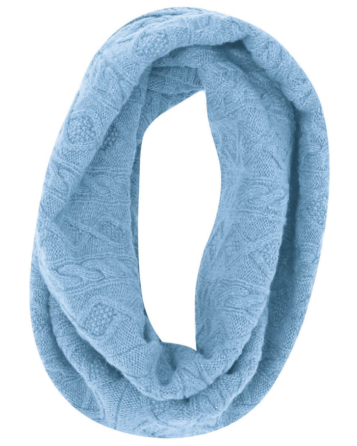 Cable Lambswool Snood - Pale Blue