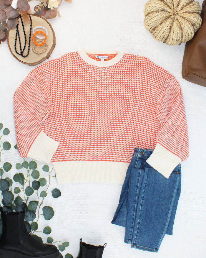 Charlotte Sweater - Orange and Ivory by Michelle Mae