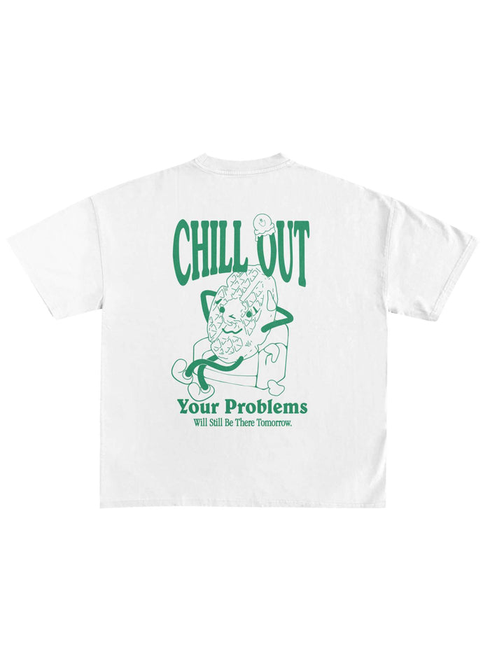 White Oversized Tee Product Detail – Chill Out – GROOVY Pakistan