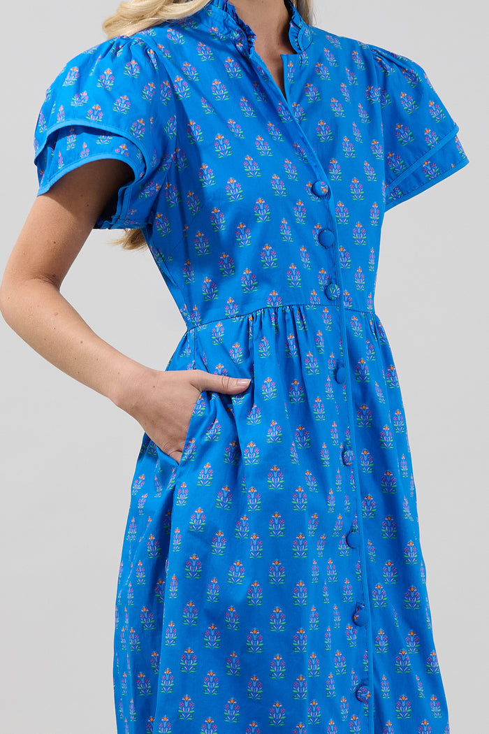 Davie Button Down Midi Dress Raidy Floral