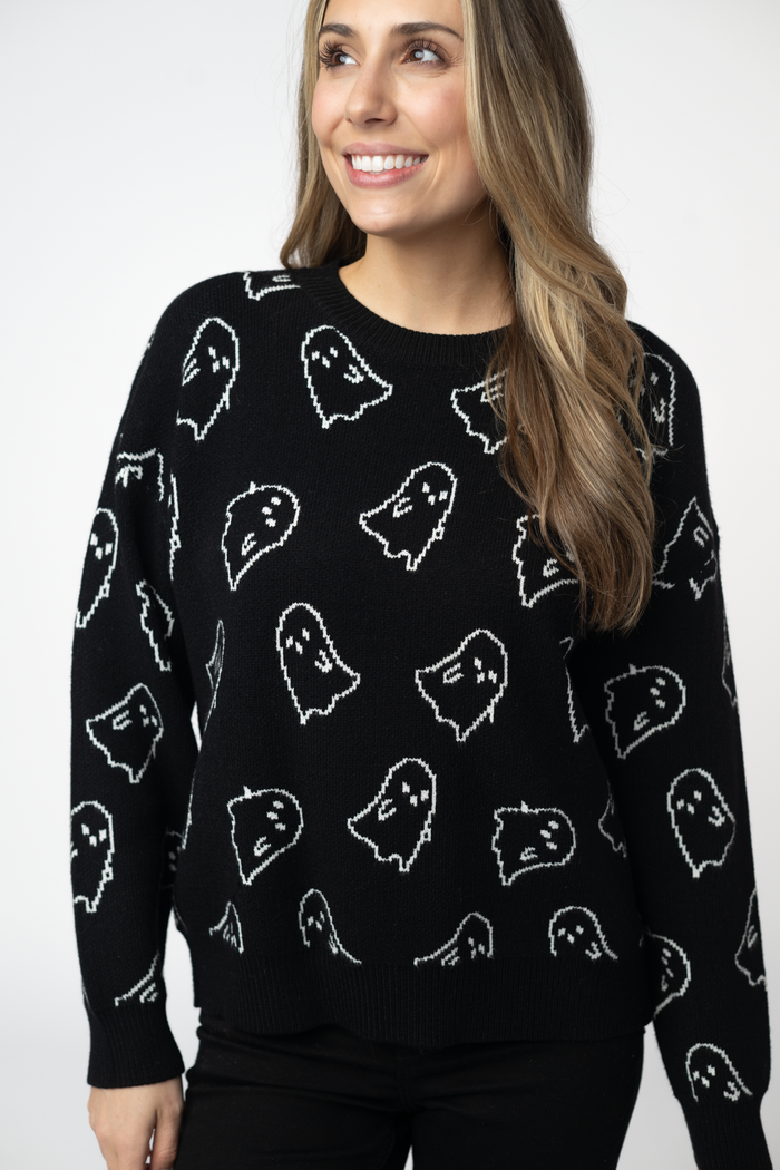 Ghost Pullover Sweater - Midnight Ghosts by Michelle Mae