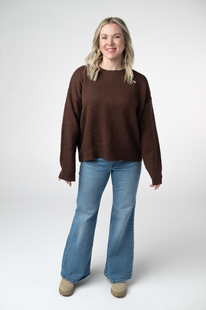 Gianna Pullover Sweater - Brown by Michelle Mae