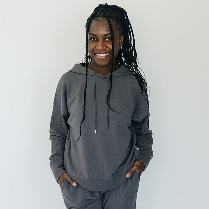 IMPERFECT Women's Merino Wool Hoodie, Storm Gray
