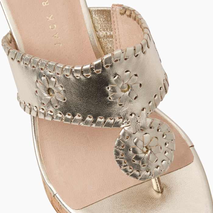 Jack Rogers High Wedge - Metallic Nappa - Platinum
