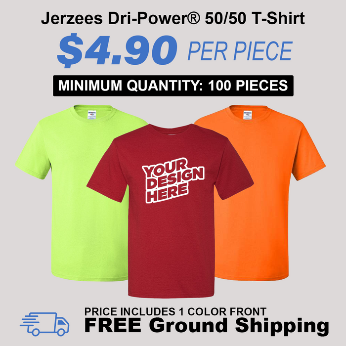 Jerzees Dri-Power 50/50 T-Shirt Package (100 Piece Minimum)