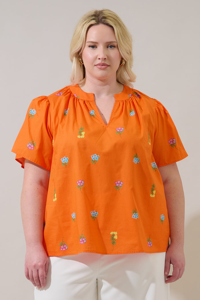 Mely Puff Sleeve Top Denvie Floral Curve