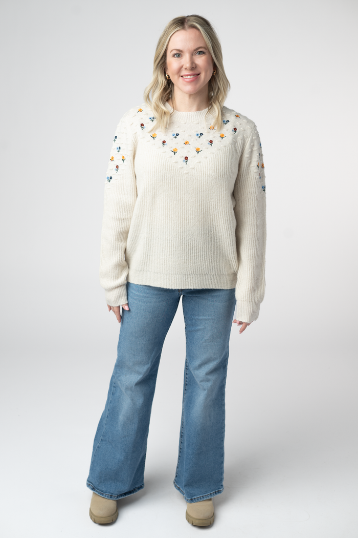 Micro Flower Sweater - Ivory by Michelle Mae