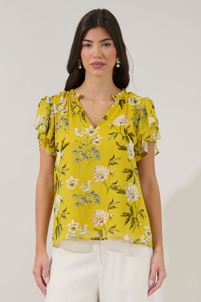 Montie Ruffle Blouse Verisa Floral