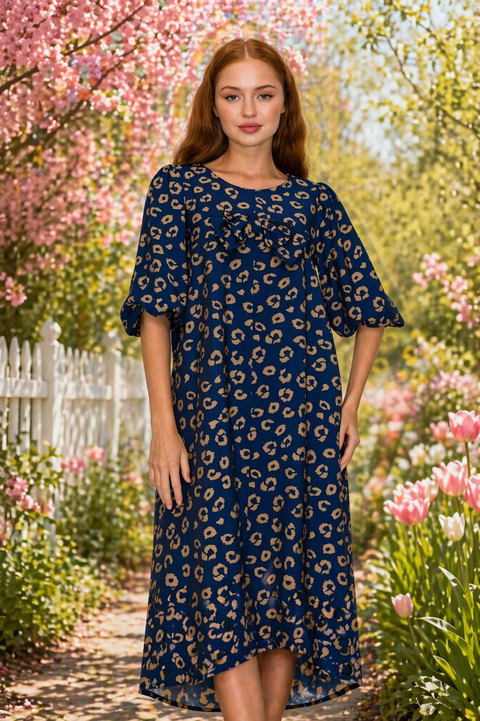 Navy Leopard Spot Hi Low Dress