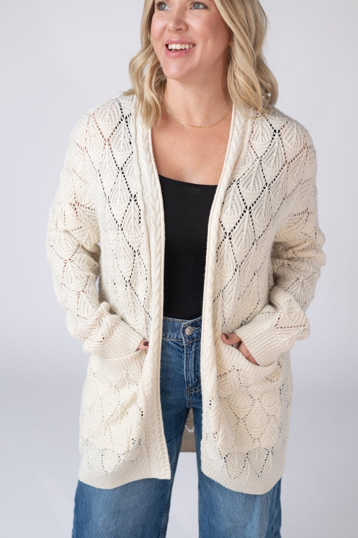 Open Knit Cardigan - Ivory by Michelle Mae