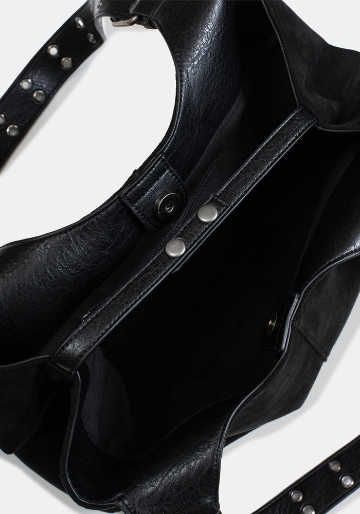Ophelia Black Belted Shoulder Bag