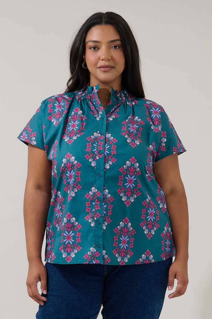 Patma Mock Neck Top Folklore Curve