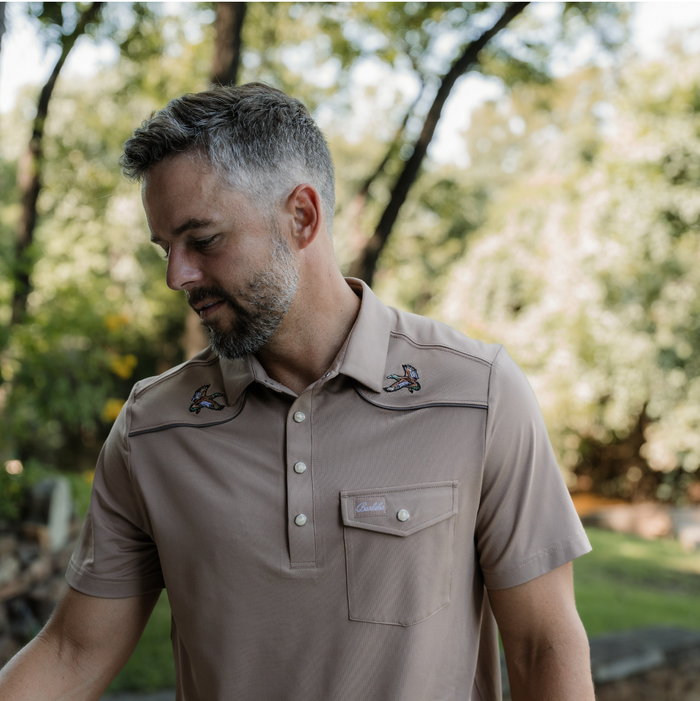 Pearl Snap Performance Polo - Mallards - Khaki