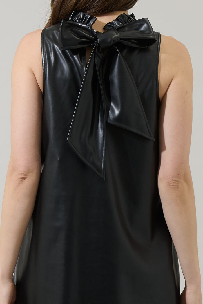 Polley Faux Leather Benson Trapeze Mini Dress