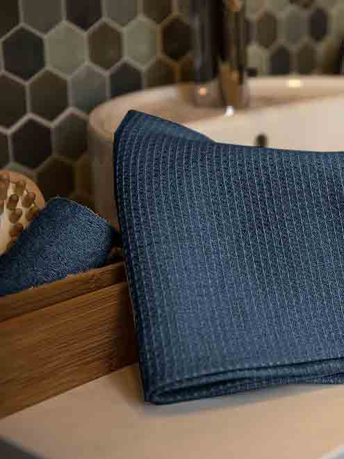 Premium Cotton Waffle Bath Sheet Towel (Blue) - Hinz Clothing
