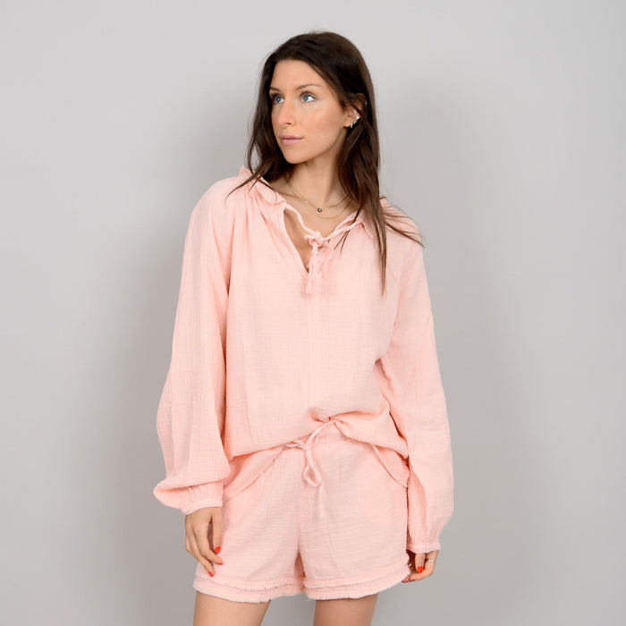 RDI - Milana, Puff Sleeve, Long Sleeve, V-Neck Top 029 - Dusty Peach SALE was $62.95