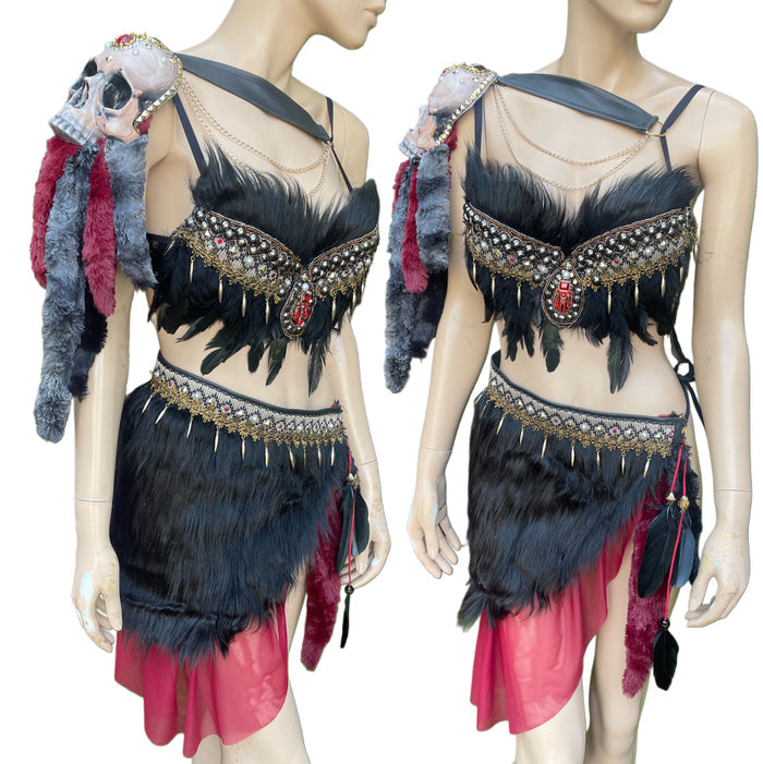 Red and Black Skull Viking Warrior Gladiator Costume