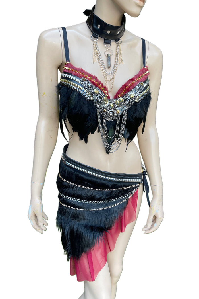 Red and Black Viking Warrior Gladiator Costume