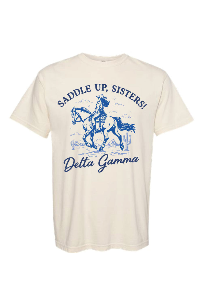 Saddle Up Ivory Tee - Hannah's Closet - The Official Boutique for Delta Gamma