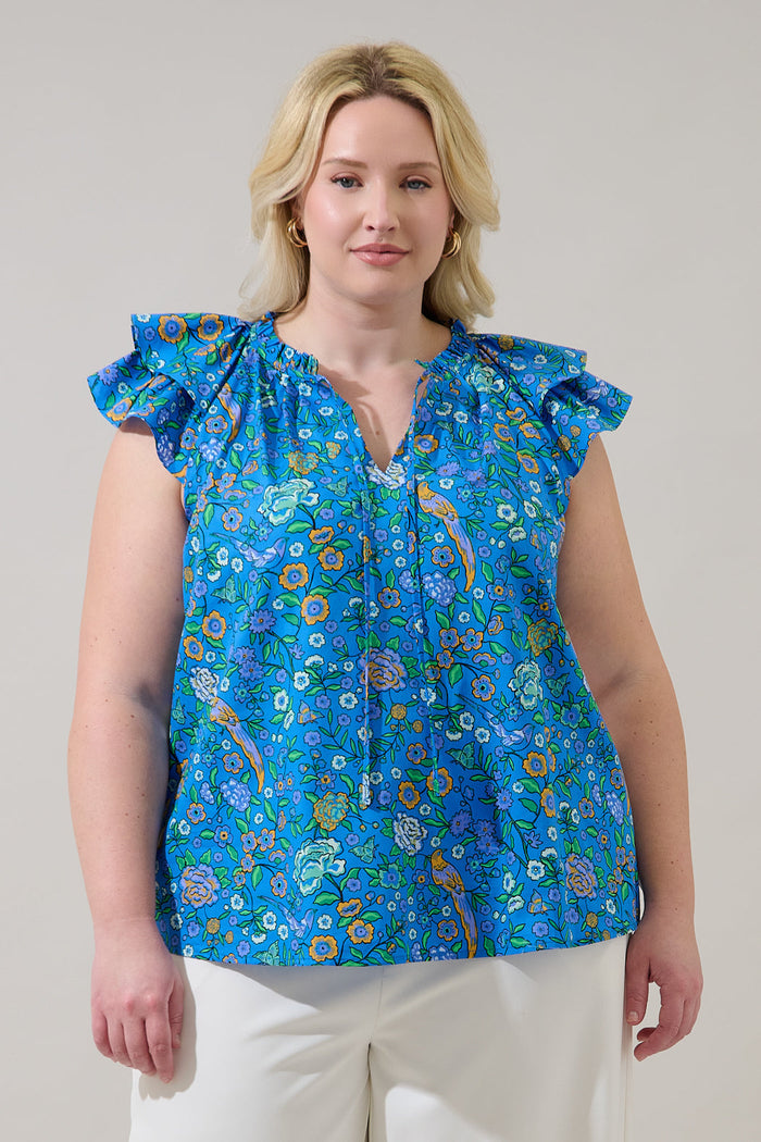 Siya Ruffle Top Heidy Floral Curve