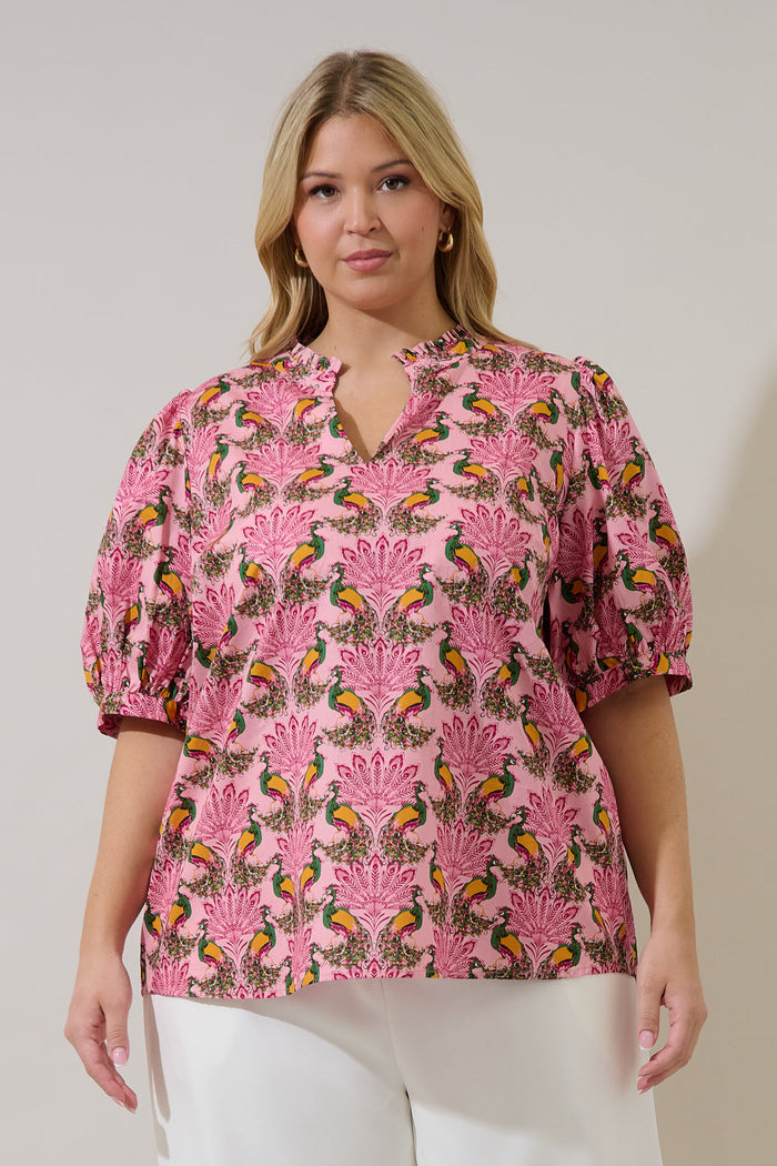 Terri Puff Sleeve Top Peacock Bay Curve