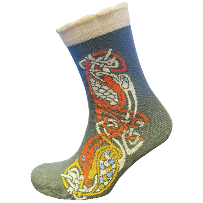 Thyme Green & Cream Celtic Ladies Socks