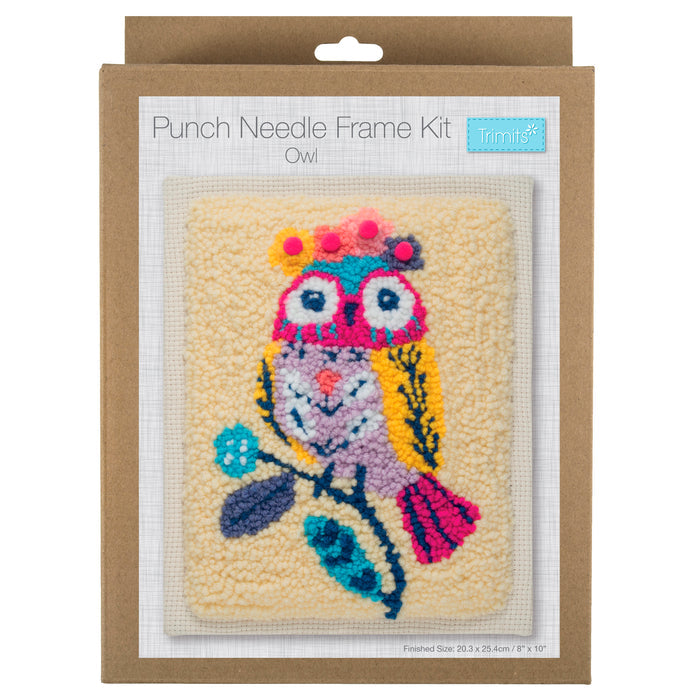 Trimits Punch Needle Kit Floss and Hoop: Owl, 15.2cm Diameter, Includes Embroidery Floss, Hoop, Fabric, Punch Needle, Instructions in E...