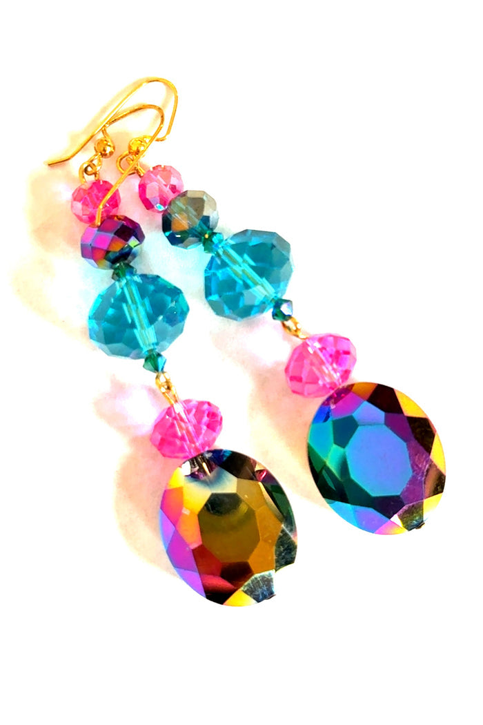 Style the Turquoise & Pink Crystal Earring exclusively at Born To Glam