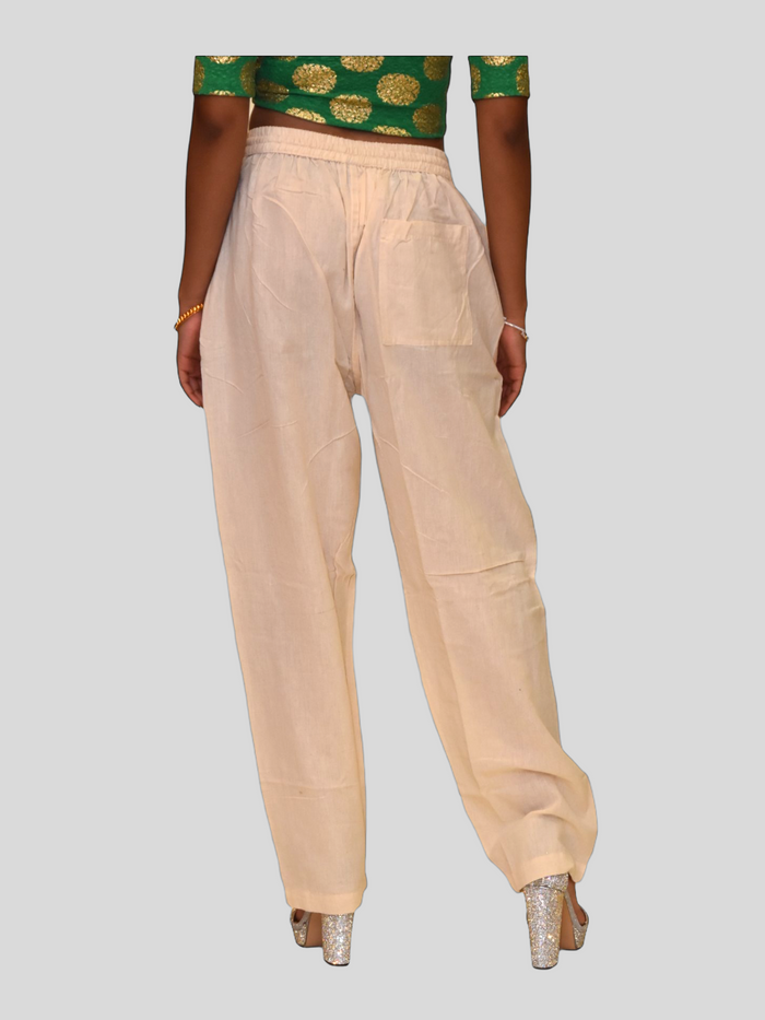 Unisex Cotton Macaroon Cream Straight pants