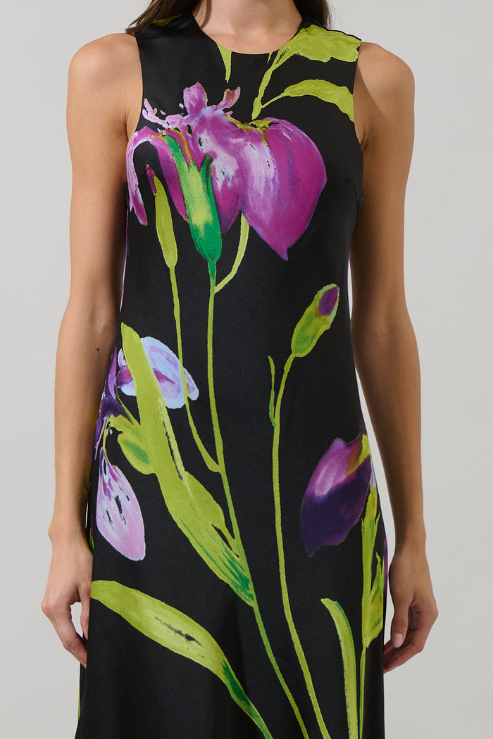 Varkey Floral Saisha Satin Midi Dress