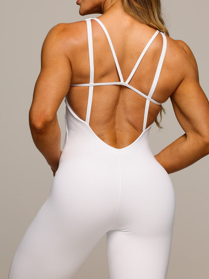 Via Mafia Waterfall Bodysuit — White sculpted one-piece