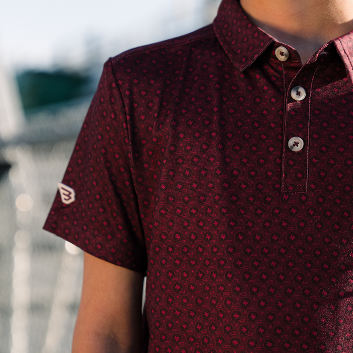 Youth Performance Polo - Vintage Helmets - Maroon