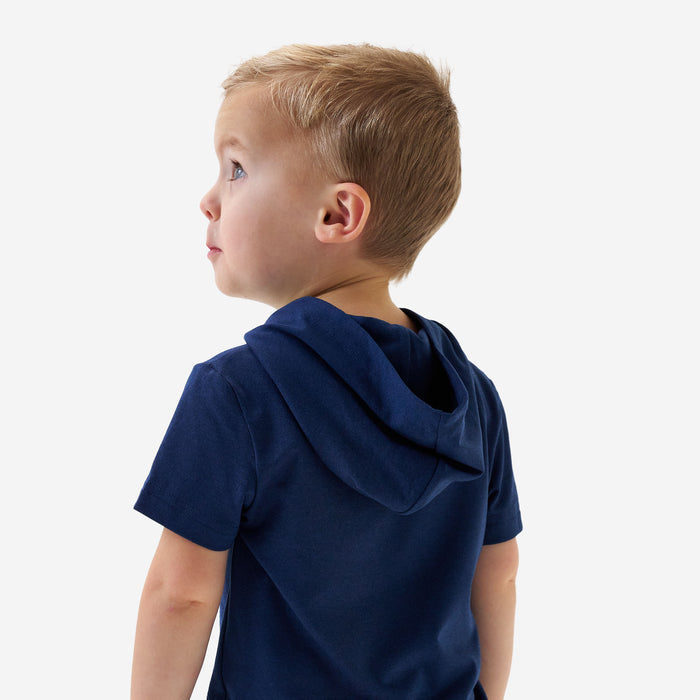 Youth Short Sleeve Performance Hoodie - Navy