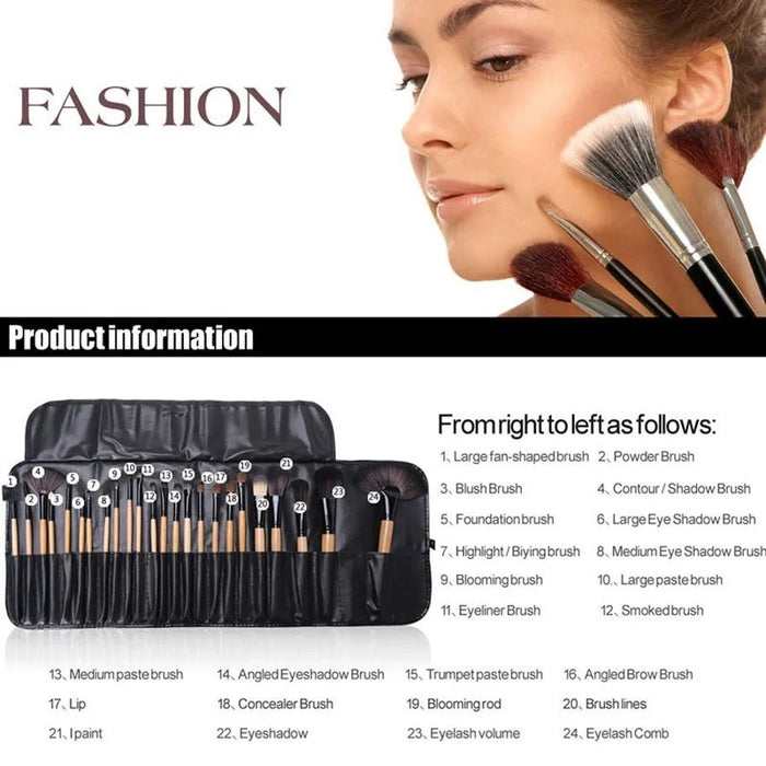 Powder and foundation brushes from a professional makeup brush set for even blending