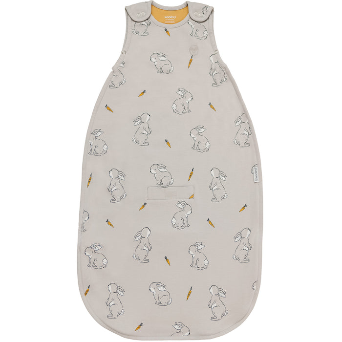 Baby sleeping bag with rabbit pattern on a white background