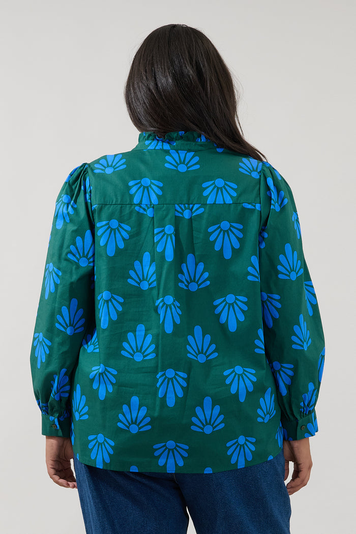 Adelia Split Neck Top Geo Curve