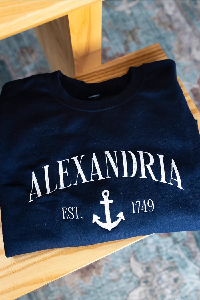 Alexandria Embroidered Anchor Sweatshirt - Navy