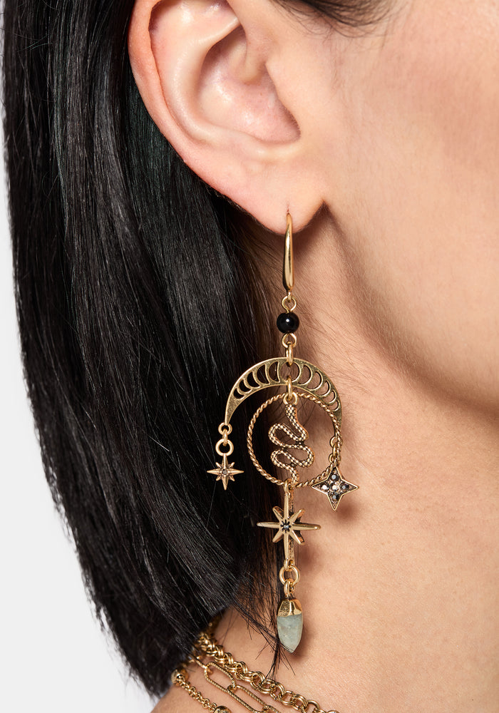 Alexen Snake Moon Earrings