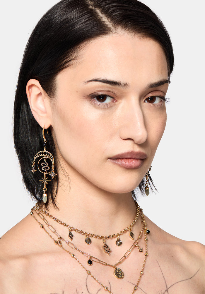 Alexen Snake Moon Earrings