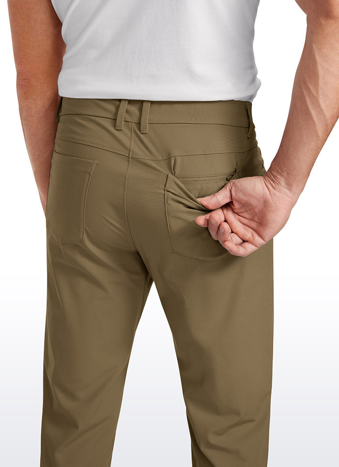 CRZ YOGA Mens Work Slim Fit All-Day Comfort Golf Pants 5 Pockets 34'' Artifact Brown