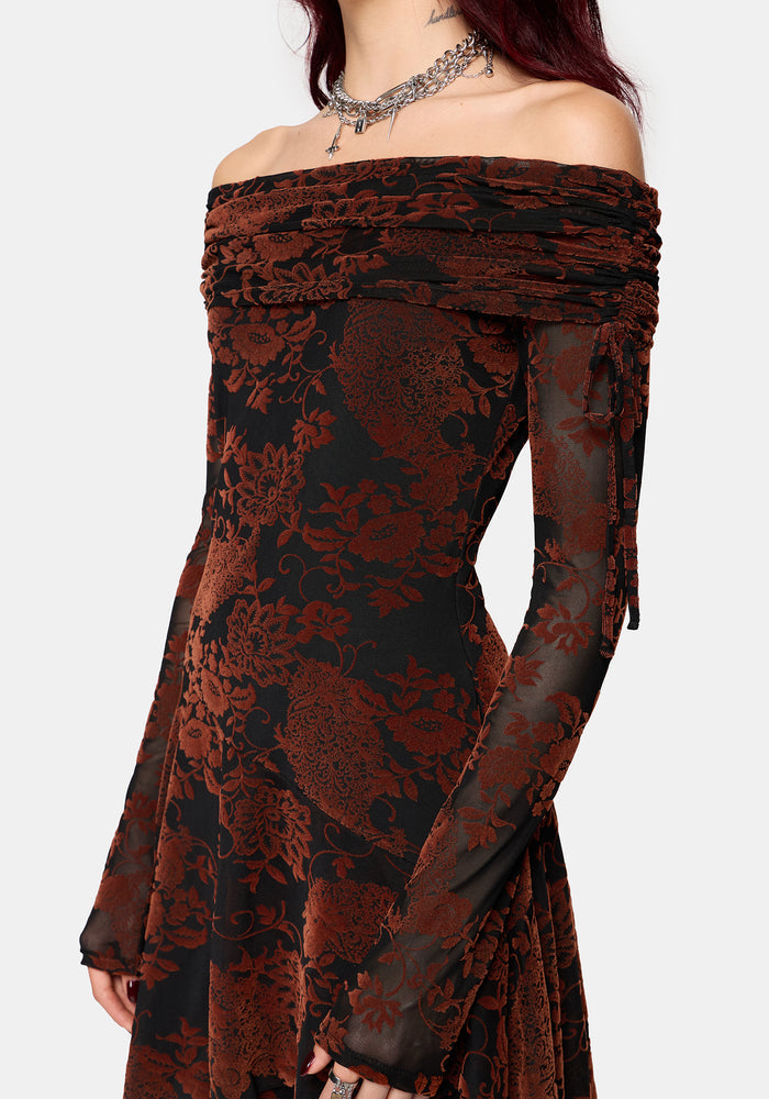 Allegra Bardot Flocked Mini Dress