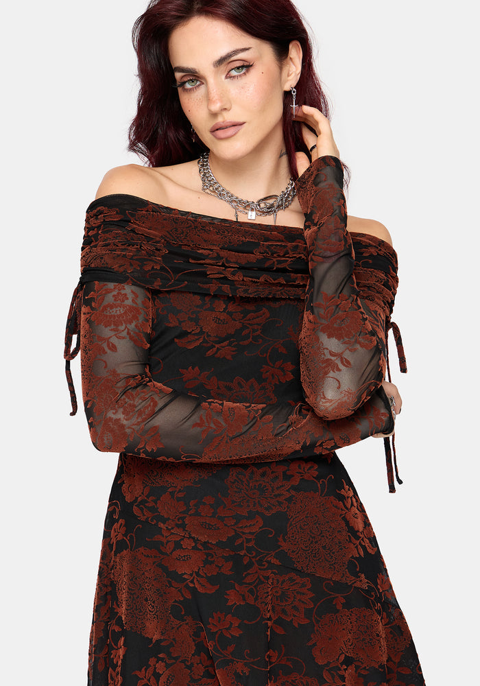 Allegra Bardot Flocked Mini Dress