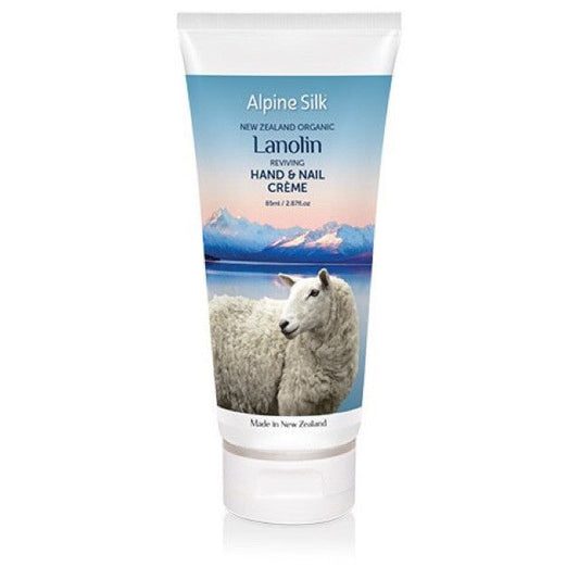Hand and Nail Creme bottle. 85ml. Image of sheep on bottle