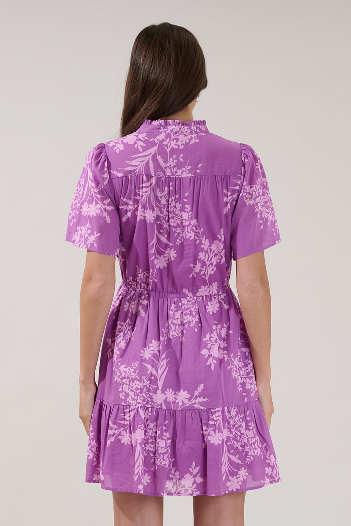 Amo Button Up Mini Dress Orchid