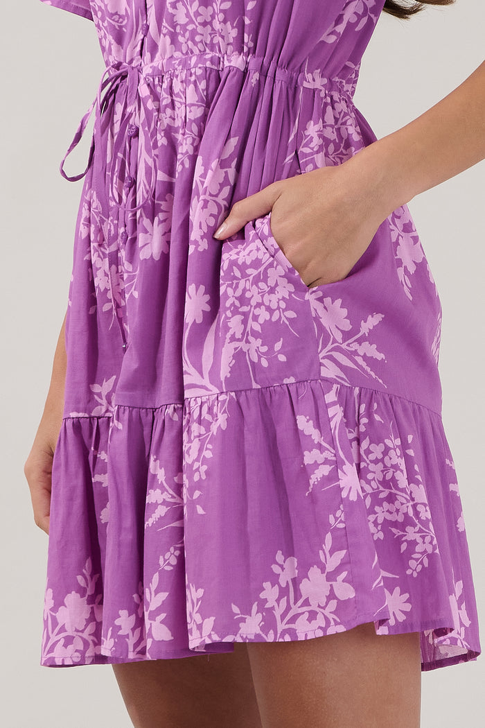Amo Button Up Mini Dress Orchid