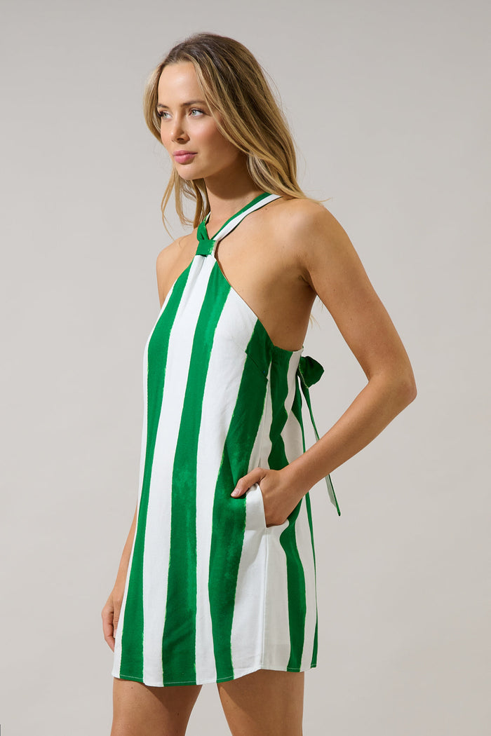 Amory Halter Mini Dress Pilmar Stripe