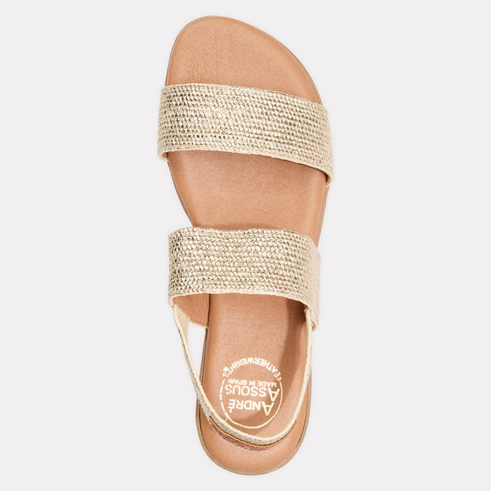 Andre Assouse Nigella Metallic Stretch Raffia Sandal