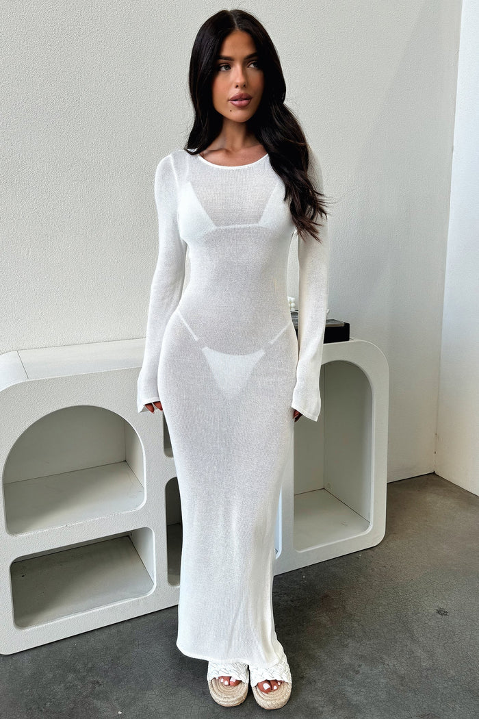 Annem Long Sleeve Maxi Dress - White